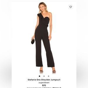 Superdown black one shoulder jumpsuit